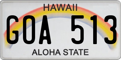 HI license plate GOA513