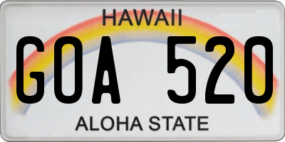 HI license plate GOA520