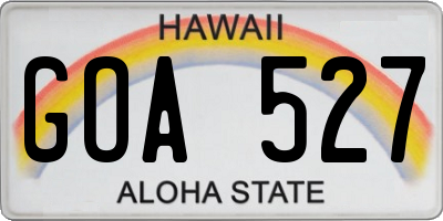 HI license plate GOA527
