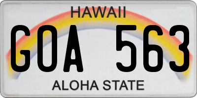HI license plate GOA563