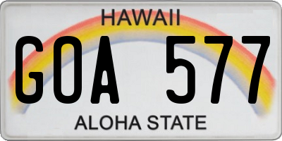 HI license plate GOA577