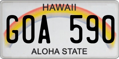 HI license plate GOA590