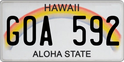 HI license plate GOA592