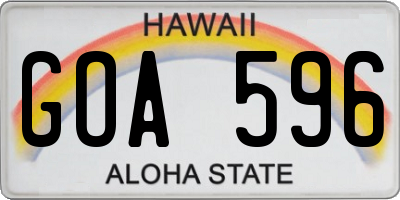 HI license plate GOA596