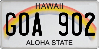 HI license plate GOA902