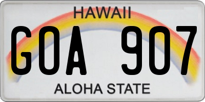 HI license plate GOA907