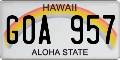 HI license plate GOA957