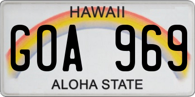 HI license plate GOA969