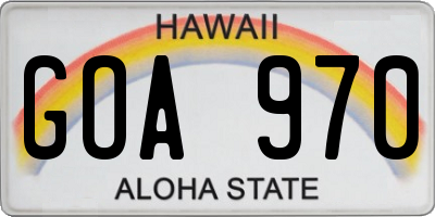 HI license plate GOA970