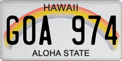 HI license plate GOA974