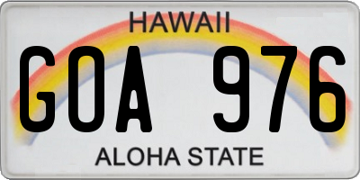 HI license plate GOA976