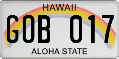 HI license plate GOB017