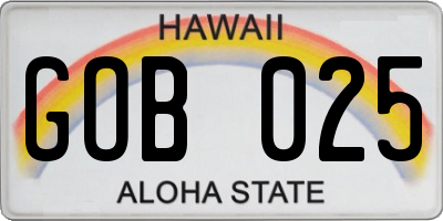 HI license plate GOB025