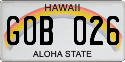 HI license plate GOB026