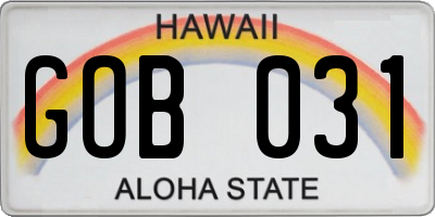 HI license plate GOB031