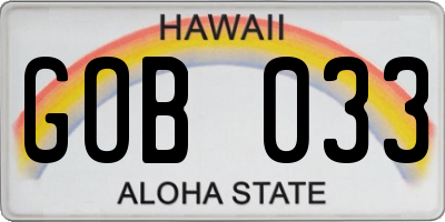 HI license plate GOB033