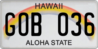 HI license plate GOB036
