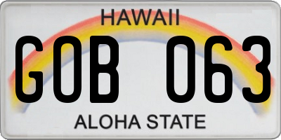 HI license plate GOB063