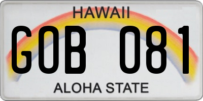 HI license plate GOB081