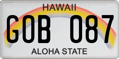 HI license plate GOB087