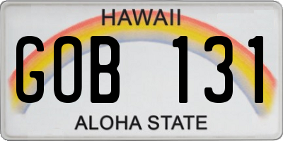 HI license plate GOB131