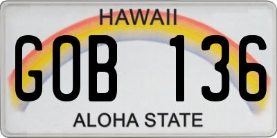 HI license plate GOB136