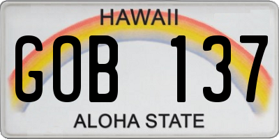 HI license plate GOB137