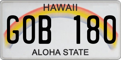 HI license plate GOB180