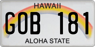 HI license plate GOB181