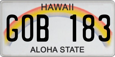 HI license plate GOB183