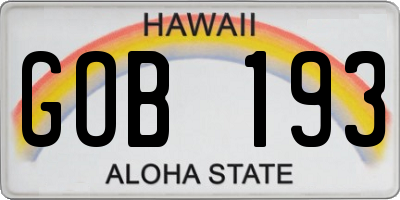 HI license plate GOB193