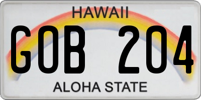 HI license plate GOB204