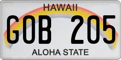 HI license plate GOB205