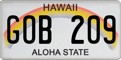 HI license plate GOB209
