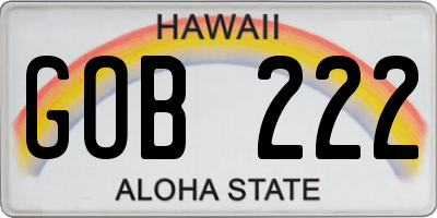 HI license plate GOB222