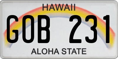 HI license plate GOB231