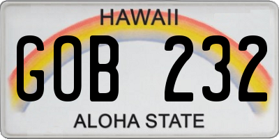 HI license plate GOB232