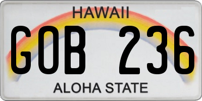 HI license plate GOB236