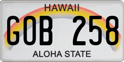 HI license plate GOB258