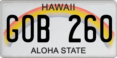 HI license plate GOB260