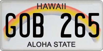 HI license plate GOB265
