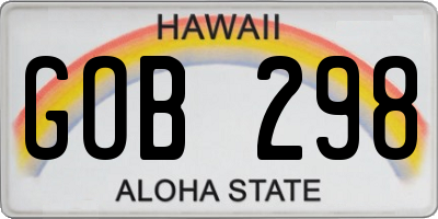 HI license plate GOB298