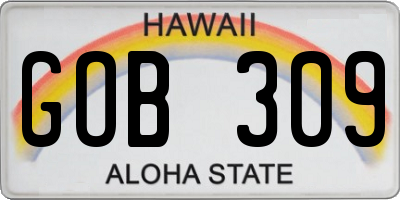 HI license plate GOB309