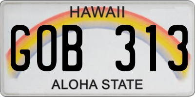 HI license plate GOB313
