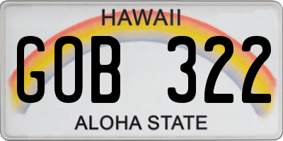 HI license plate GOB322