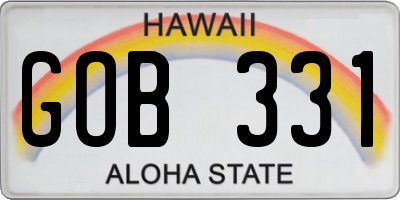 HI license plate GOB331
