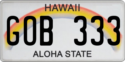 HI license plate GOB333