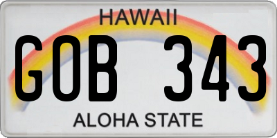 HI license plate GOB343