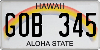 HI license plate GOB345