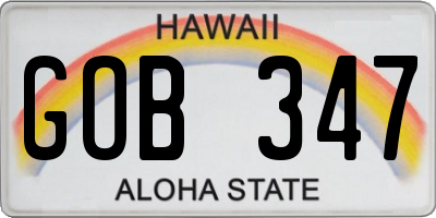 HI license plate GOB347